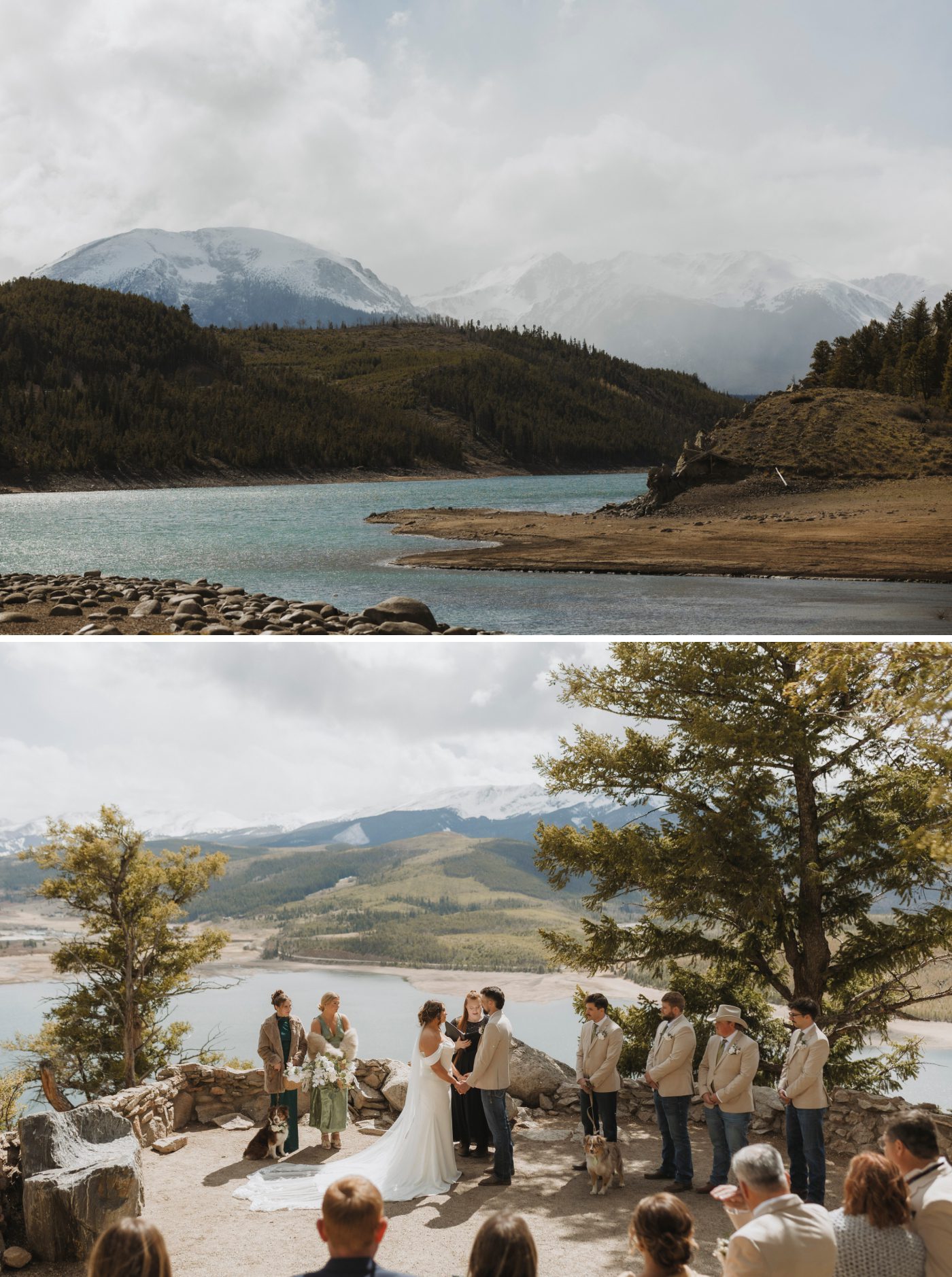 A mountain wedding ceremony at Sapphire Point in Dillon, Colorado